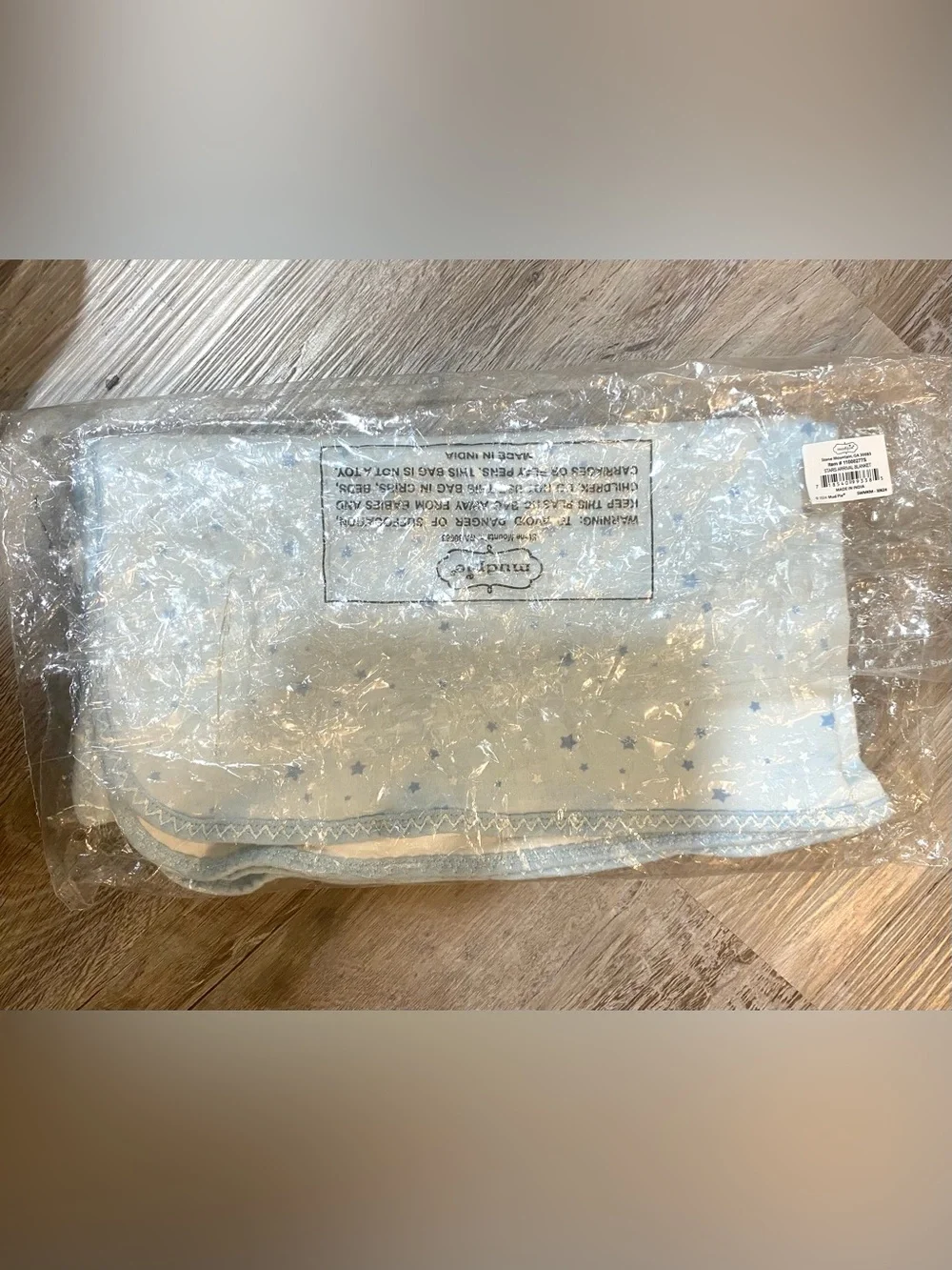 Mud Pie Cotton Baby Arrival Blanket Receiving Blanket Blue Stars